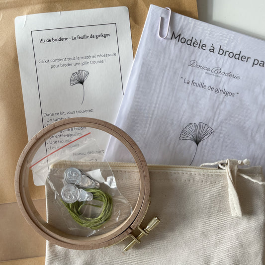 Kit de broderie - La feuille de ginkgos