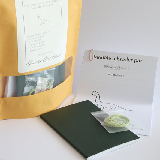Kit de broderie sur cahier - Le dinosaure