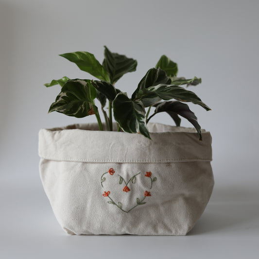 Cache-pot -  le coeur fleuri