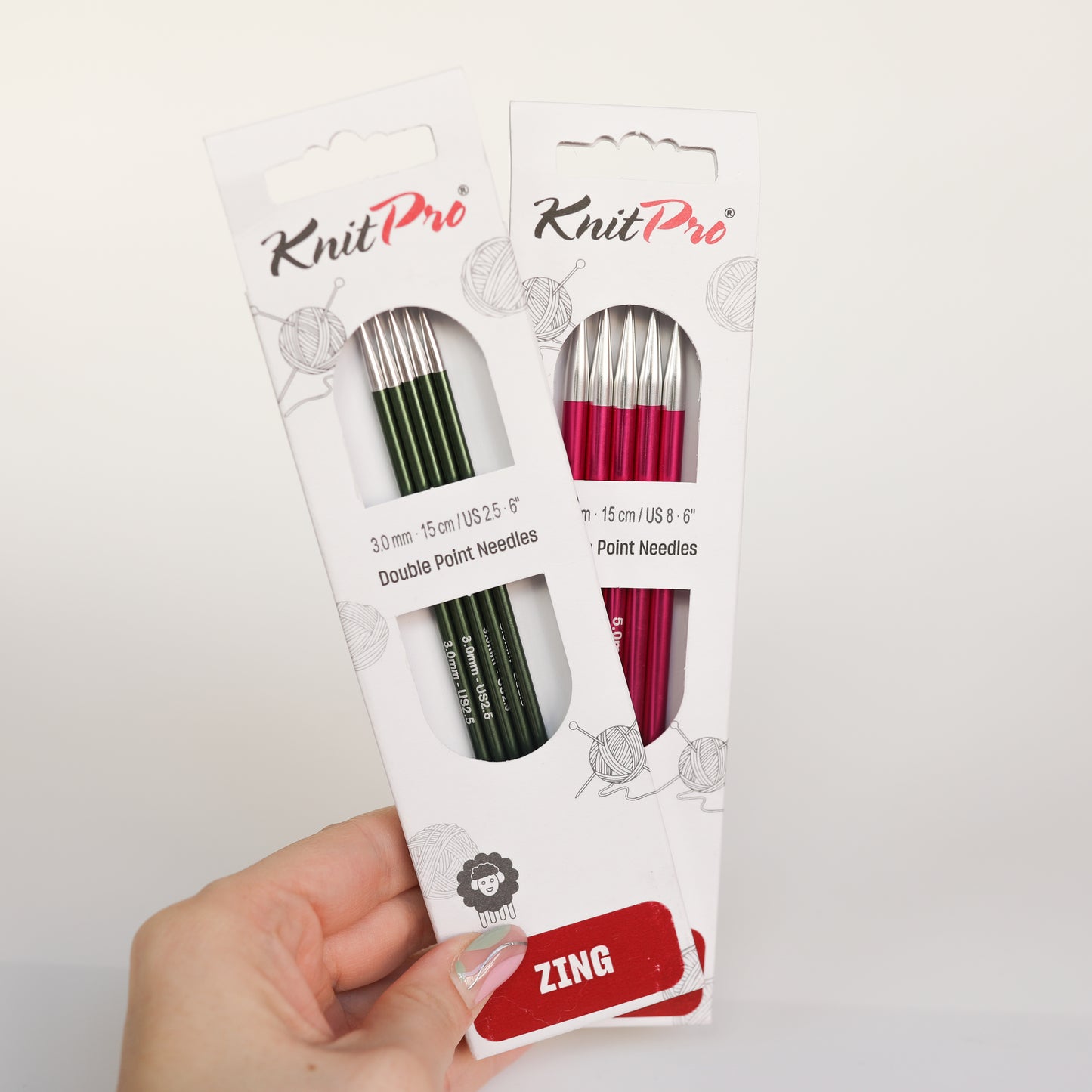 Aiguilles à tricoter double pointes Knitpro Zing - 15 cm