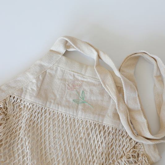 Sac filet - La fleur rose