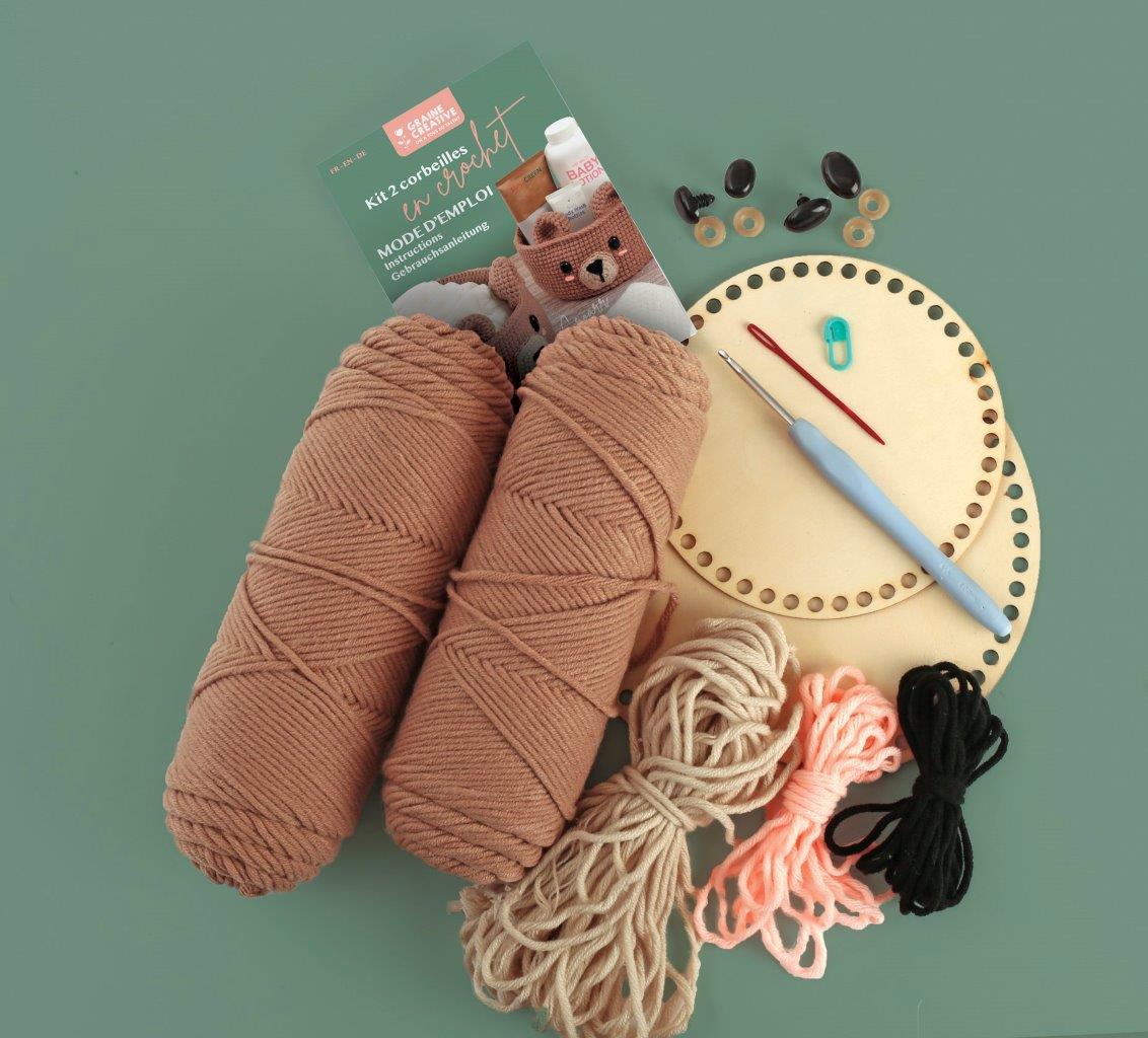 Kit de crochet - 2 Corbeilles Ours